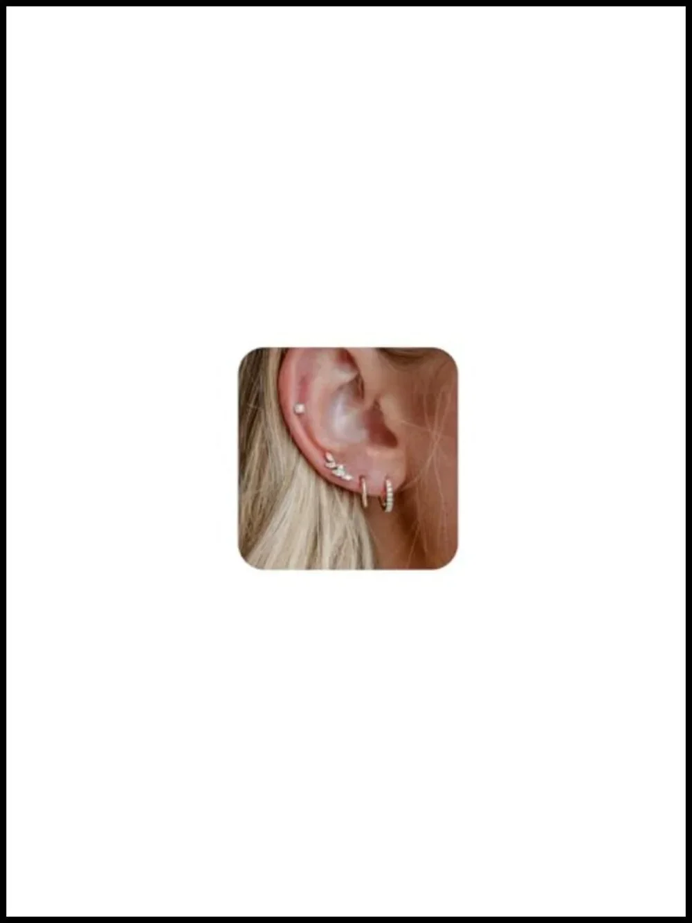 14K Gold Plated Huggie Hoop Earrings Set with Cubic Zirconia - Dainty Leaf Stud